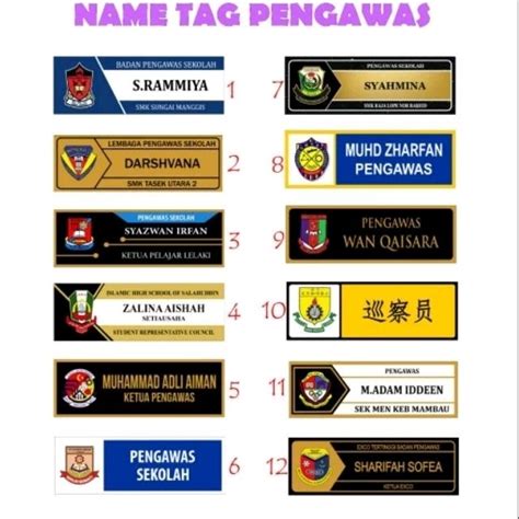 Name Tag Sekolah Pengawas Spbt Prs Pss Arcylic Shopee Malaysia