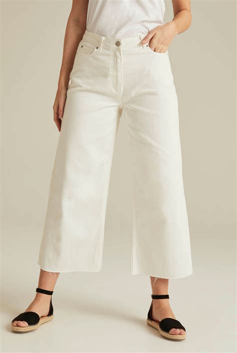 White Wide Leg Cropped Jeans Long Tall Sally