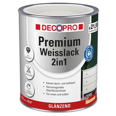 DECOPRO Premium 2in1 Weißlack 750 ml signalweiß glänzend RAL 9001