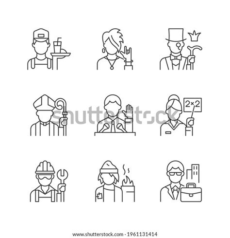 Social Class Linear Icons Set Working Stock Vector Royalty Free 1961131414 Shutterstock