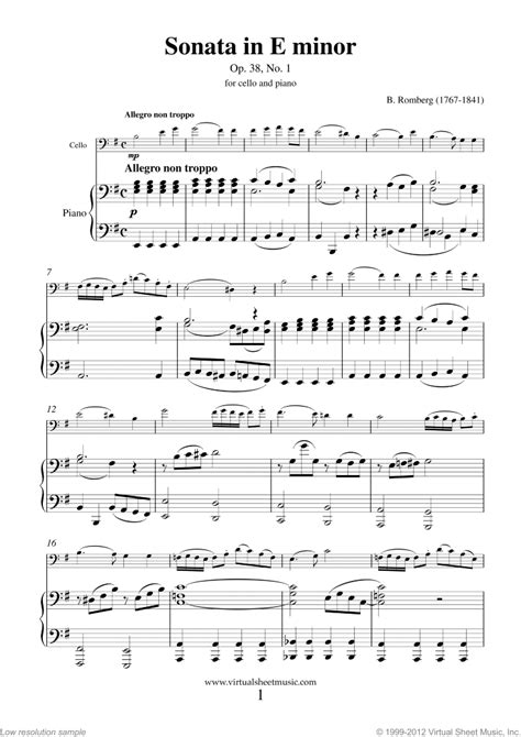 Romberg Cello Sonata In E Minor Op No Sheet Music For Cello And