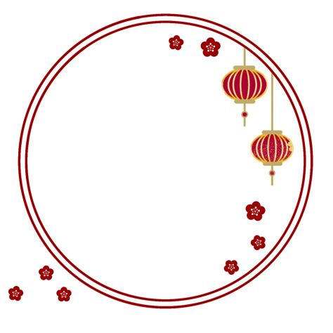 Chinese Frame With Flowers And Lantern Png