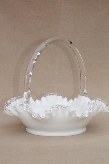 Vintage Silver Crest Fenton Milk Glass Brides Basket Fruit Flower