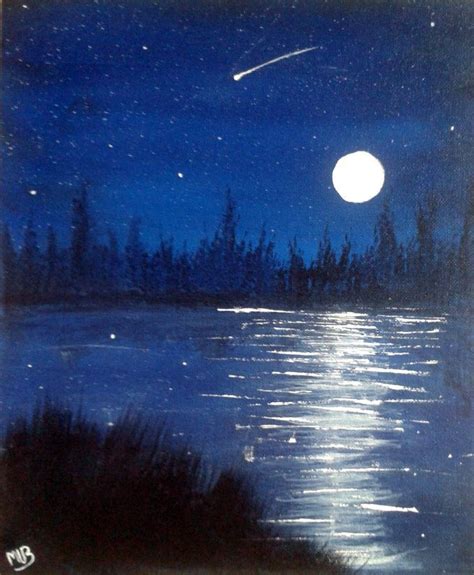 Night Scenery Painting Night Sky Painting Sky Painting Night Painting