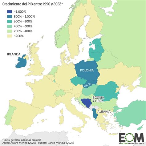 El crecimiento económico en Europa desde 1990 Mapas de El Orden