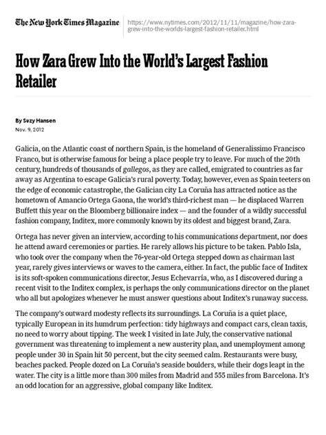 How Zara Grew Into The World's Largest Fashion Retailer - The New York ...