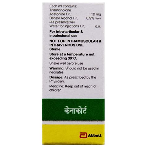 Kenacort 10 Mg Injection 1 Ml Price Uses Side Effects Composition