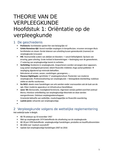 Samenvatting Theorie Van De Verpleegkunde Theorie Van De