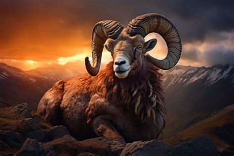 Premium Photo Very Strong Ram In The Mountains