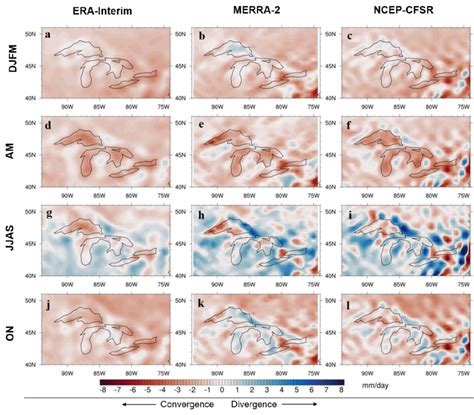 6 Seasonal spatial patterns of VIMFD mm d¹ averaged over the