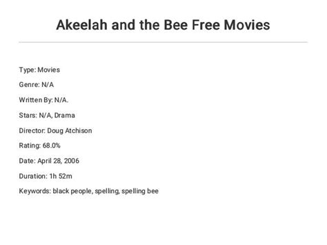 Akeelah and the Bee Free Movies