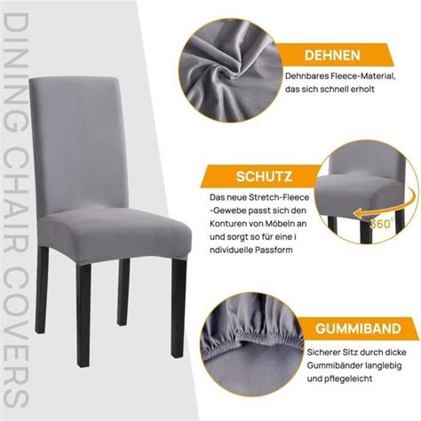 Lot De Housses De Chaise De Salle Manger Gris Housse Extensible