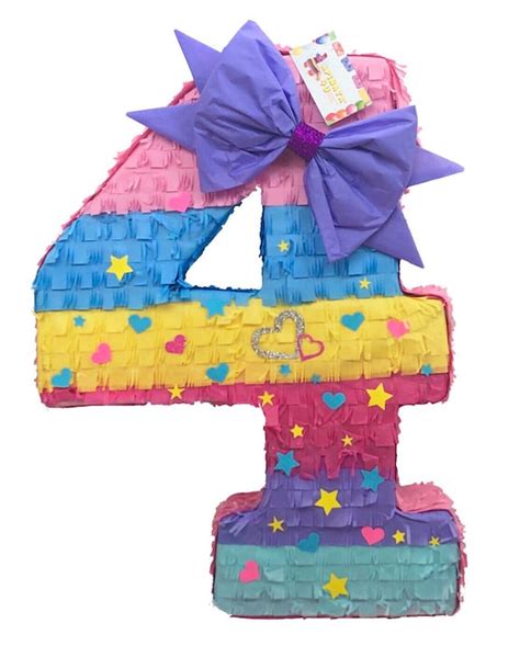 Large Number Four Pinata Fourth Birthday Etsy