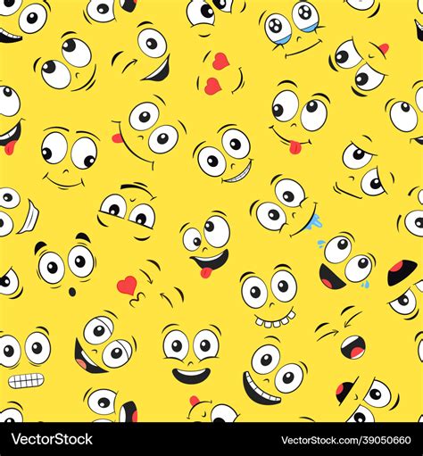 Cartoon Faces Seamless Pattern Royalty Free Vector Image