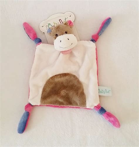 Doudou Plat Vache Rose Blanc Marron Bleu Nature BABY NAT Doudou Baby