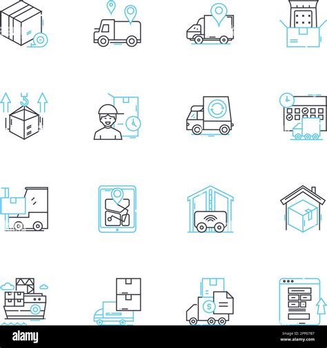 Transportation Logistics Linear Icons Set Freight Logistics Shipping