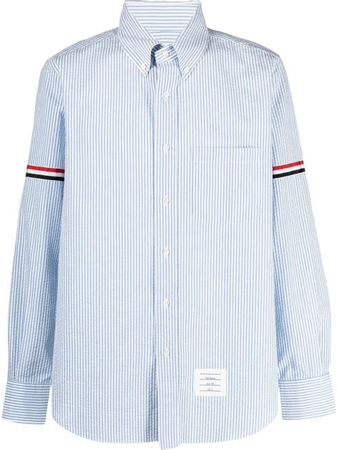 Thom Browne Vertical Stripe Long Sleeve Shirt Blue FARFETCH