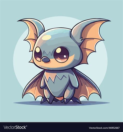 Little cartoon kawaii anime bat Royalty Free Vector Image