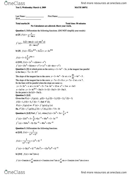 MATH 1007 Study Guide Fall 2018 Midterm Logarithmic