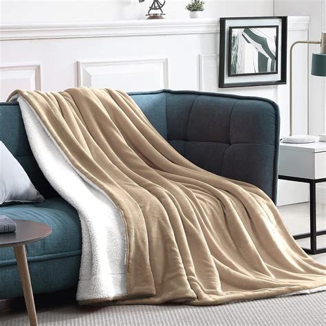 Amazon Walensee Sherpa Blanket Throw Size 50x60 Taupe Tan