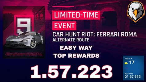 Asphalt 9 Legends CAR HUNT RIOT FERRARI ROMA ALTERNATE ROUTE