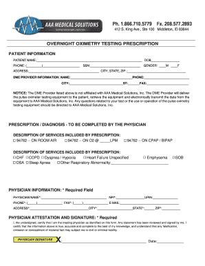 Fillable Online AAA Oximetry Rx1 AAA Medical Solutions Inc Fax Email