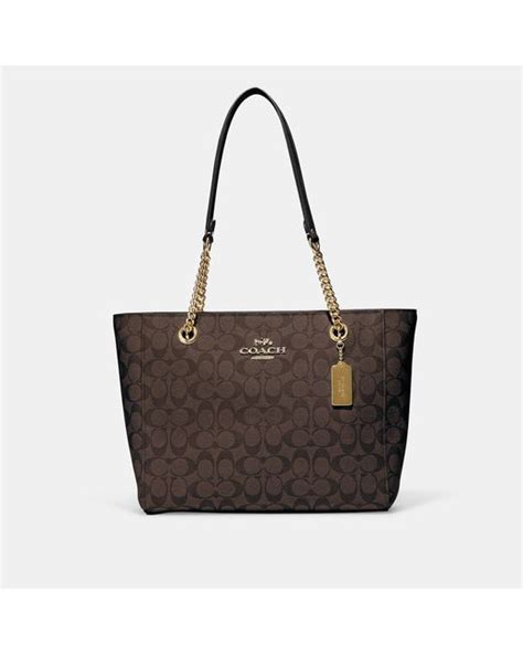 Coach Outlet Cammie Chain Tote In Signature Canvas In Brown Lyst