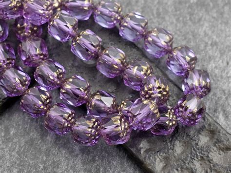 15 8mm Bronze Washed Purple Pansy Fire Polished Cathedral Beads Michaels