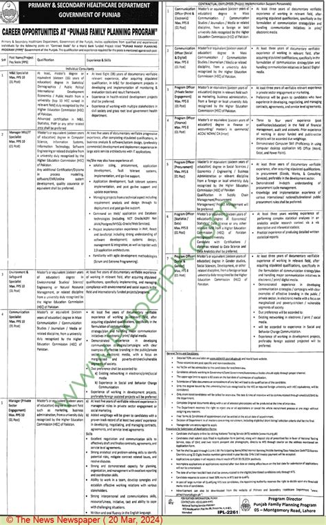 Manager It Jobs In Lahore At Primary Secondary Healthcare Department