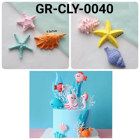 Jual Gr Cly Cake Topper Hiasan Kue Clay Kerang Bintang Laut Yamama