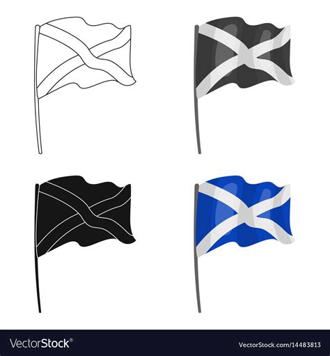 Flag Of Scotland Icon In Cartoon Style Isolated Vector Image