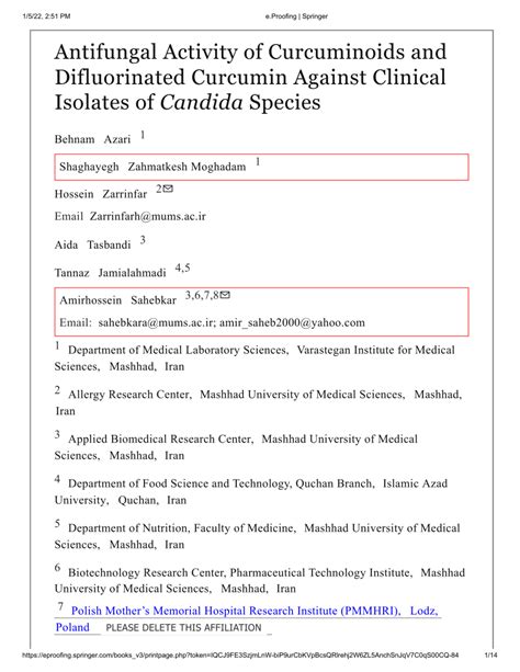 Pdf Antifungal Activity Of Curcuminoids And Difluorinated Curcumin