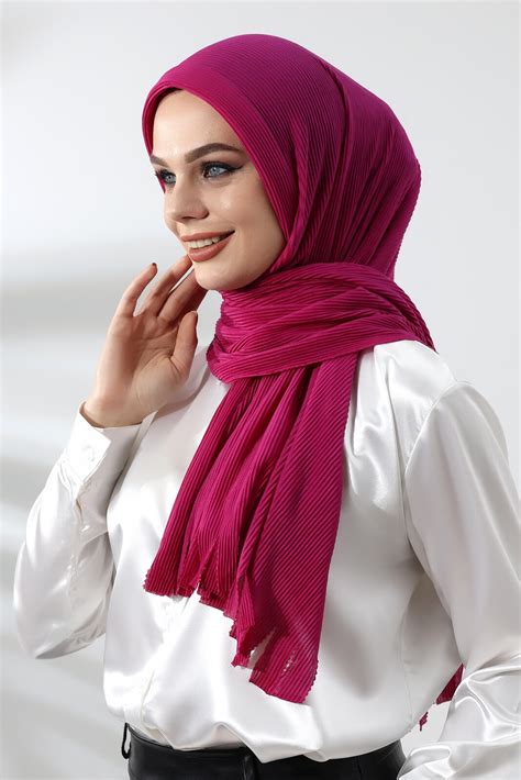 Fuchsia Hijab Ready Made Practical Corded Cotton Shawl