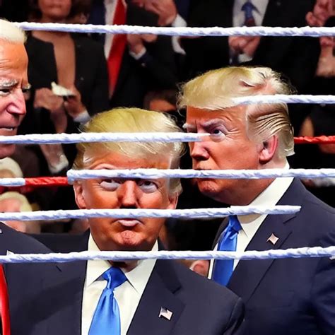 Joe Biden And Donald Trump Boxing Match In Ring Stable Diffusion