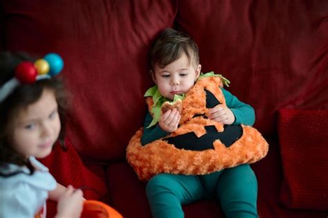 Premium Photo | Brother and sister in their halloween costumes