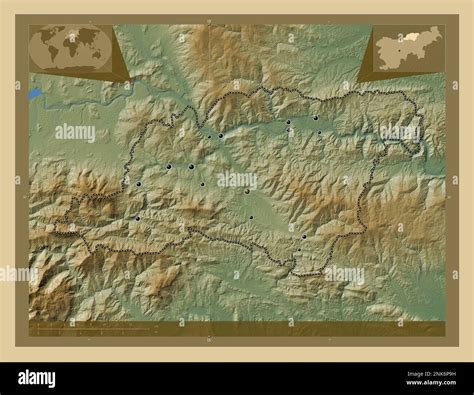 Koroska Statistical Region Of Slovenia Colored Elevation Map With