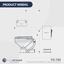 TMC Marine Electric Toilet Head With Macerator Pump For Boat RV 12 VDC