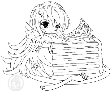 Yampuff Chibi Girl Coloring Page