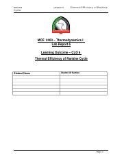 Lab Thermodynamics I Thermal Efficiency Rankine Cycle Docx Mce