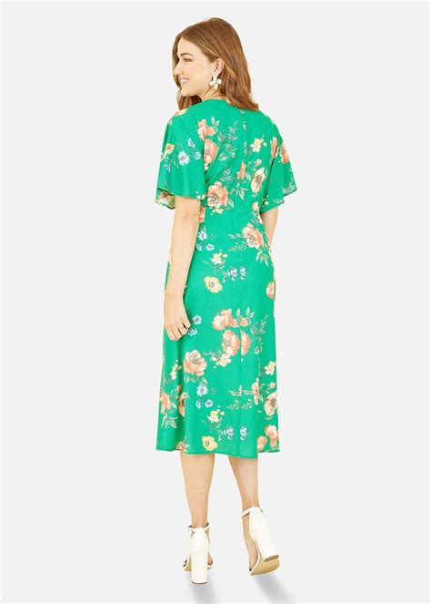 Yumi Green Floral Kimono Midi Dress Matalan