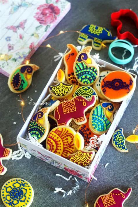 Eggless Diwali Cookies (Mehendi Cookies) - Spices N Flavors