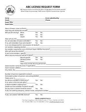 Fillable Online Abc License Request Form Fax Email Print Pdffiller