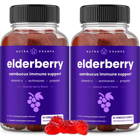 Nutrachamps Elderberry Gummies Vitamin C Propolis Echinacea Immune Support 120 Gummies