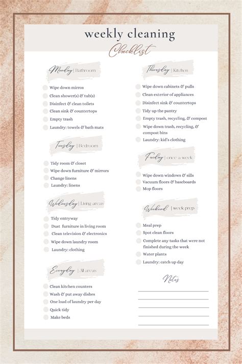 A printable checklist for tasks to complete everyday of the week ...