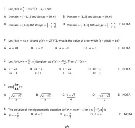 Solved 1 Let F X 2π−cos−1 2−x Then A Domain [−1 1] And