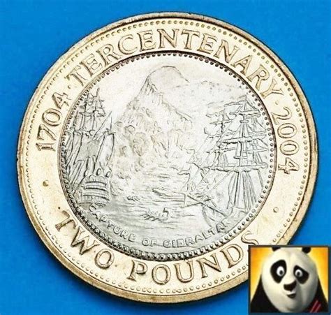 2004 Gibraltar 2 Two Pound Rare Capture Of Gibraltar Tercentenary Coin