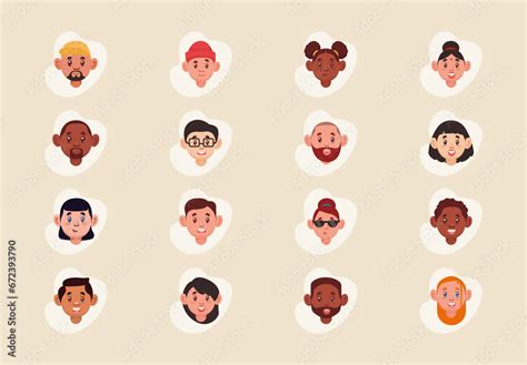 Cartoon Avatar People Icon Set Stock Template | Adobe Stock