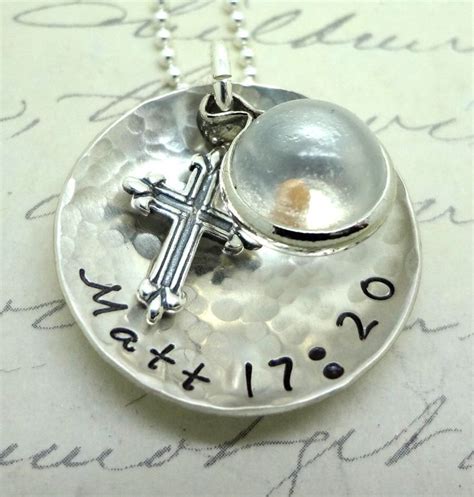 Faith Mustard Seed Necklace Mustard Seed Charm Sterling Etsy