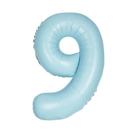 Pastel Matte 34 Light Blue Number 9 Balloon Helium Filled