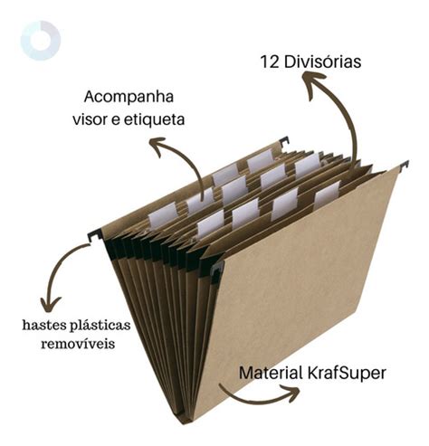 Pasta Suspensa Sanfonada C 12 Divisórias Visor E Etiquetas Frete grátis